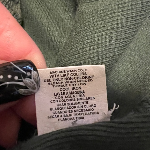 One World Olive Green Vintage Wash Ribbed Rose Peace Design Top - Picture 13 of 13